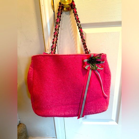 GOLDIE LIMITED EDITION Womens Purse Pink Tote Handbag Purse Pink Ribbon Chain - Picture 1 of 7
